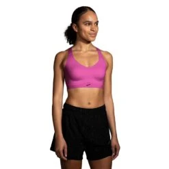 BROOKS Women's Dare Strappy 2.0 Run Bra - Frosted Mauve -QQ Styles 350088 607 MF Dare Strappy Run Bra 2