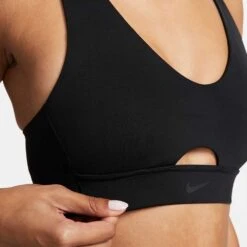 Women's Nike Indy Plunge Cutout Bra - Black/Dark Smoke Grey -QQ Styles AURORA DV9837 010 PHSYM004 2000