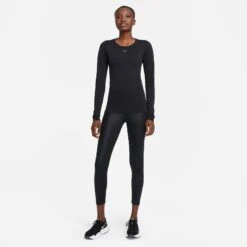 Women's Nike Dri-FIT ADV Seamless Long Sleeve Top - Black/Reflective Silver -QQ Styles DD0593 010 PHSYM003 2000