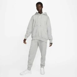 Nike Women's Fleece Oversized Pullover Hoodie - Dark Grey Heather/Sail