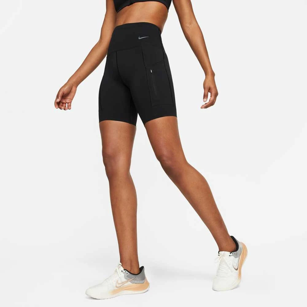 Women's Nike Dri-Fit Go High Rise 8in Short - Black 3 Women's Nike Dri-Fit Go High Rise 8in Short - Black - Image 3