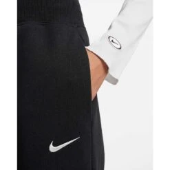 Nike Women's Fleece High Rise Pant Wide - Black -QQ Styles sportswear phoenix fleece womens high waisted wide leg sweatpants RZJZZH 1