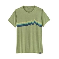 Patagonia Women's Capilene Cool Daily Graphic Shirt - Ridge Rise Stripe: Salvia Green